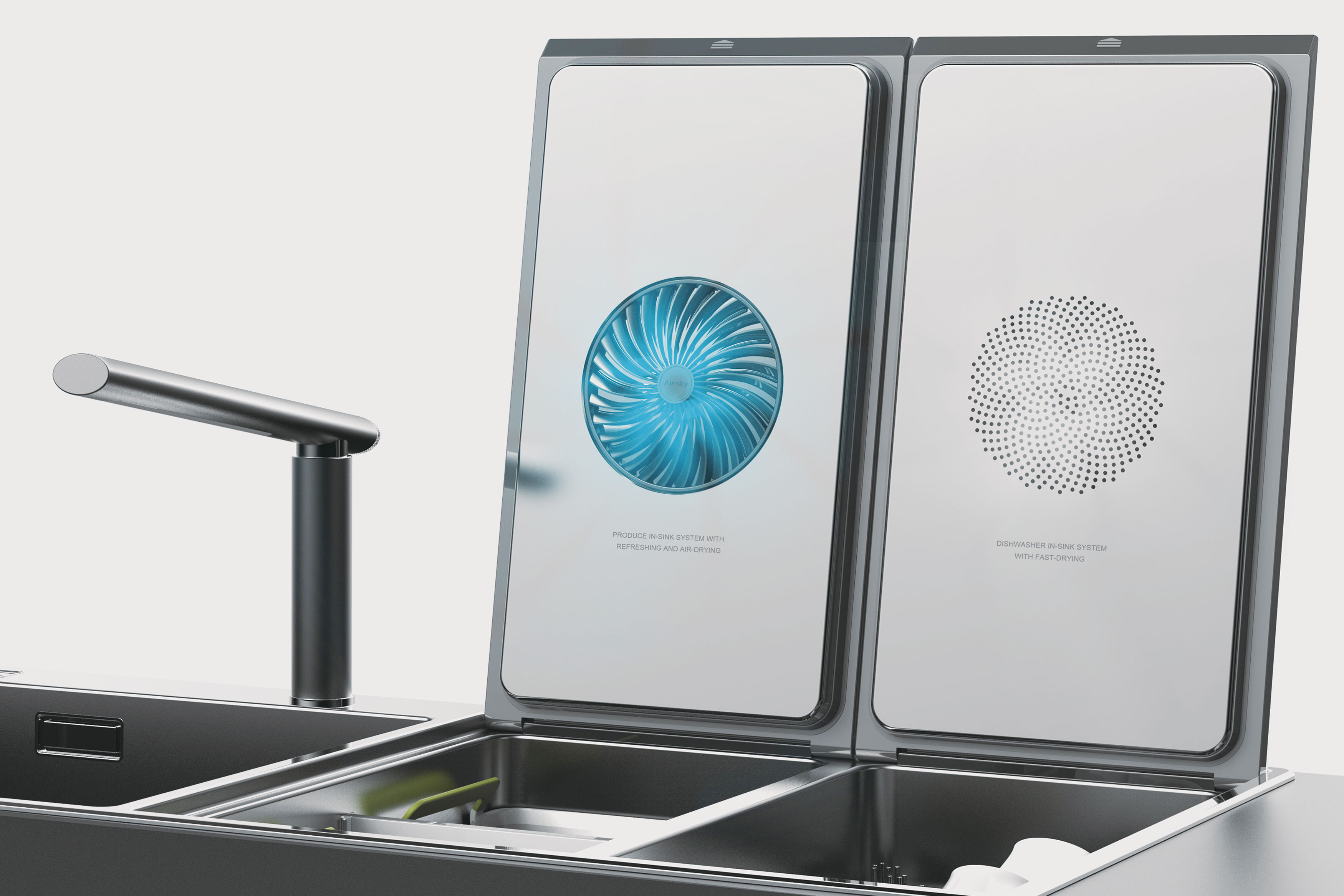 2020 red dot design concept award，Sink dishwasher，Smart Combo，vertical，