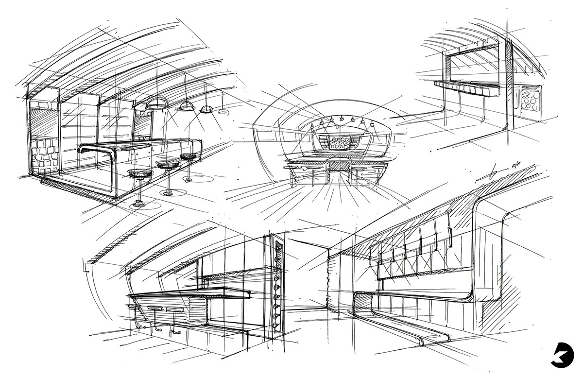 sketch，Interior design，Bar design，