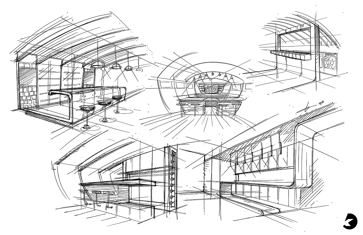 草图，室内设计，酒吧设计，