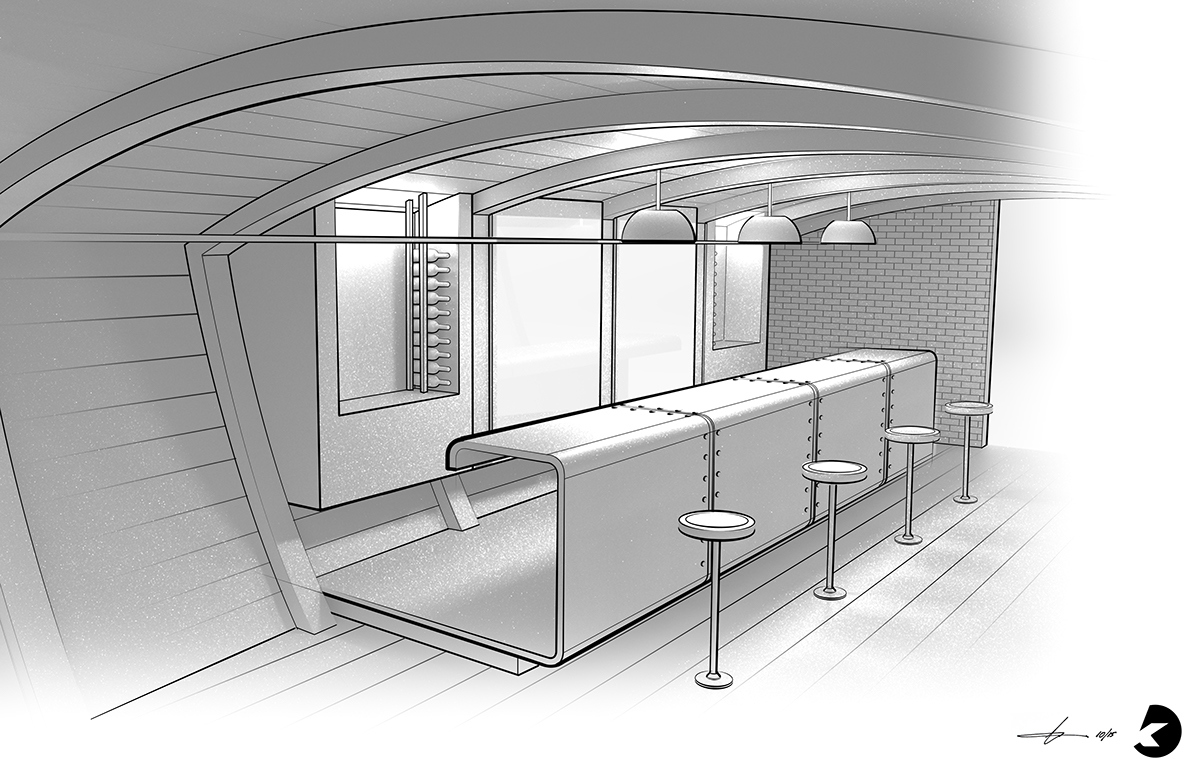 sketch，Interior design，Bar design，