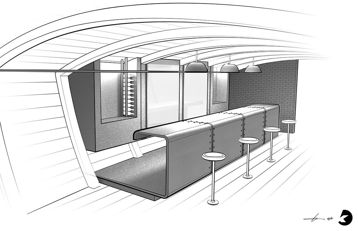 sketch，Interior design，Bar design，