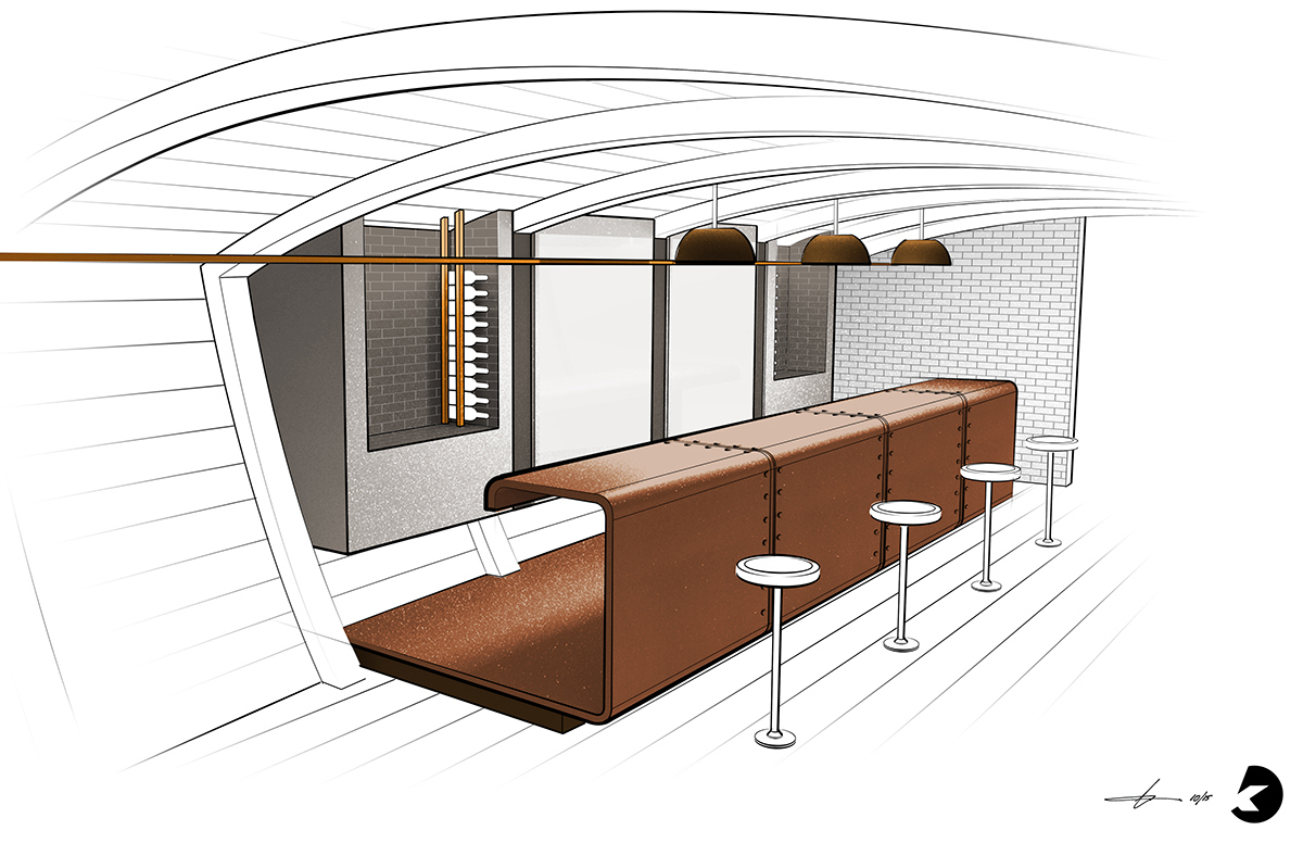 sketch，Interior design，Bar design，