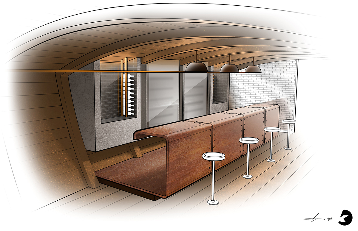 sketch，Interior design，Bar design，