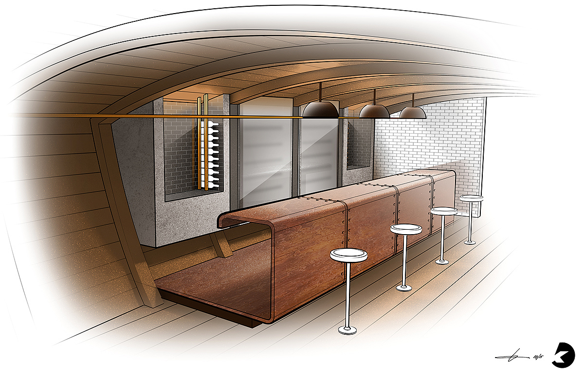 sketch，Interior design，Bar design，