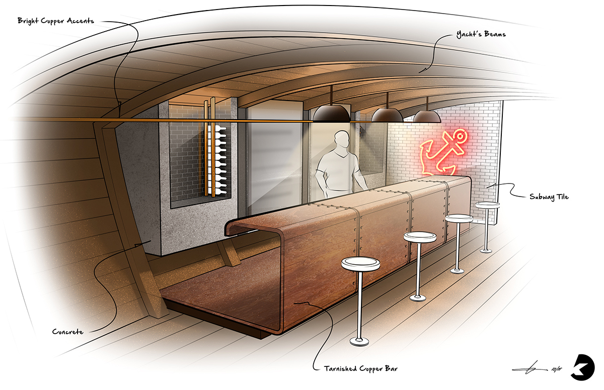 sketch，Interior design，Bar design，