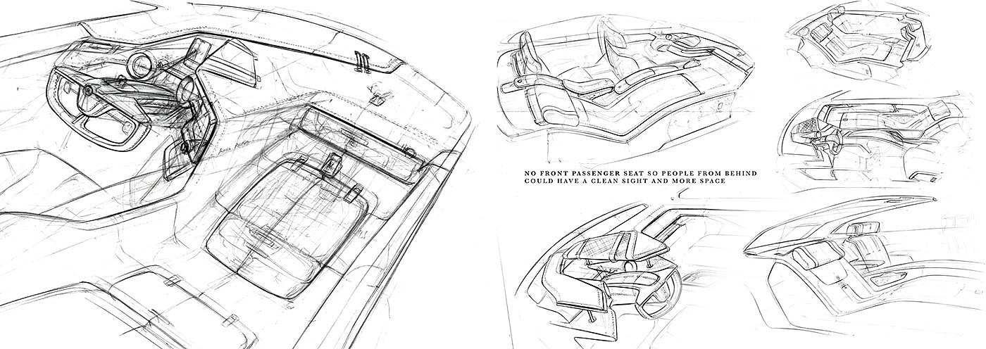 汽车内饰设计，概念设计，设计手绘，