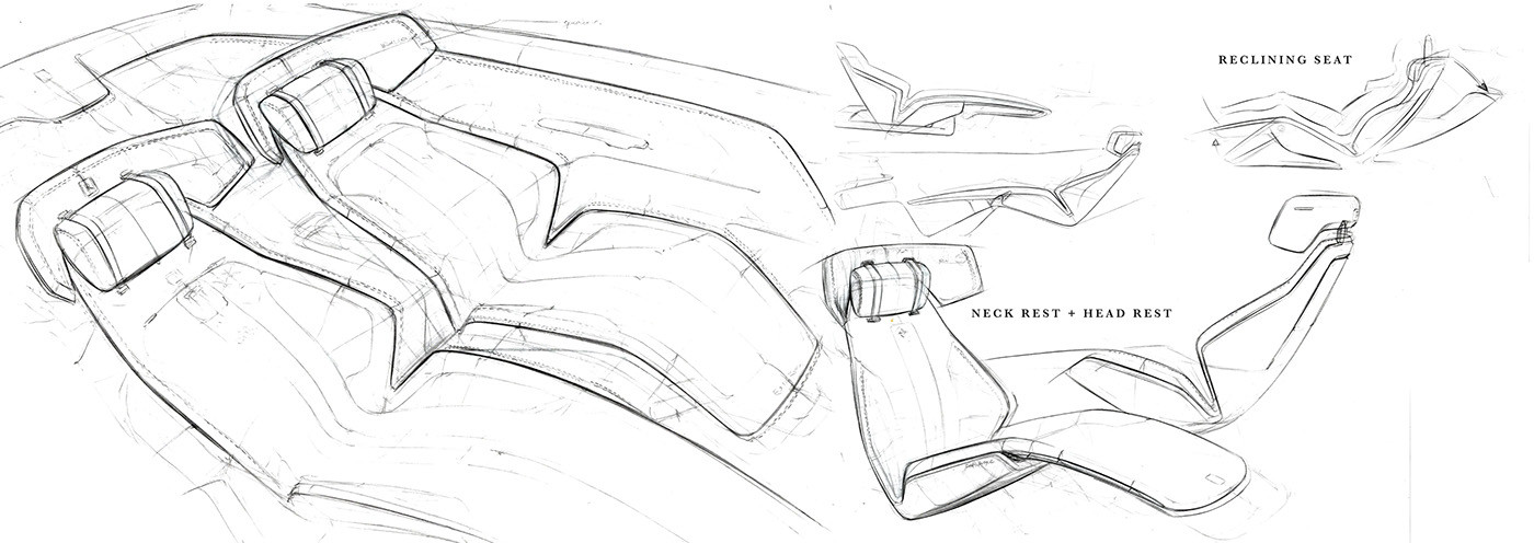 Automotive interior design，conceptual design，Design hand drawn，