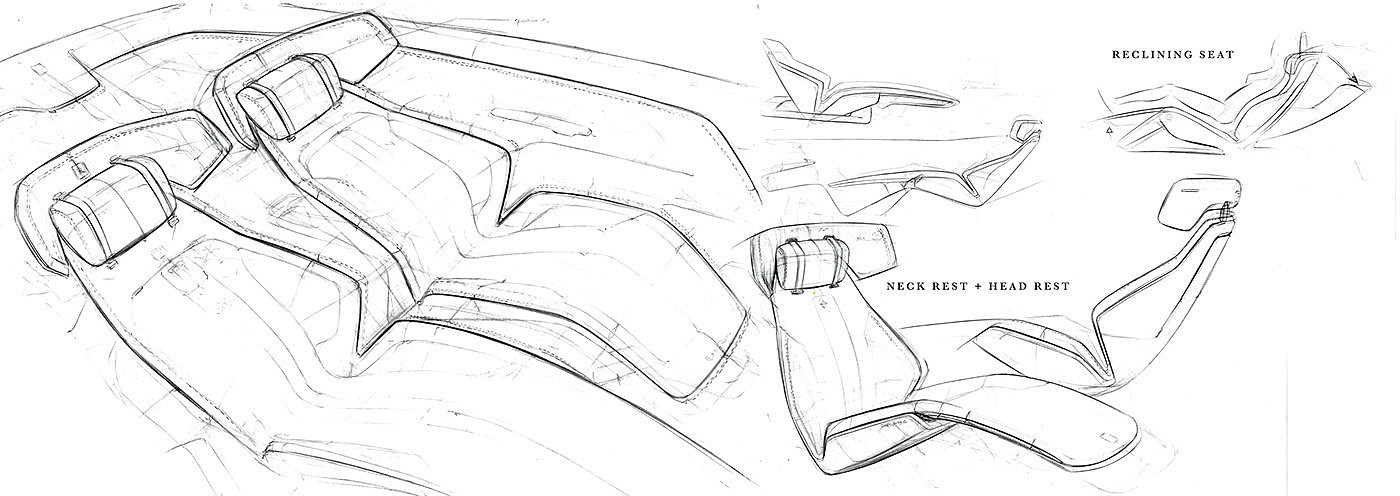 Automotive interior design，conceptual design，Design hand drawn，