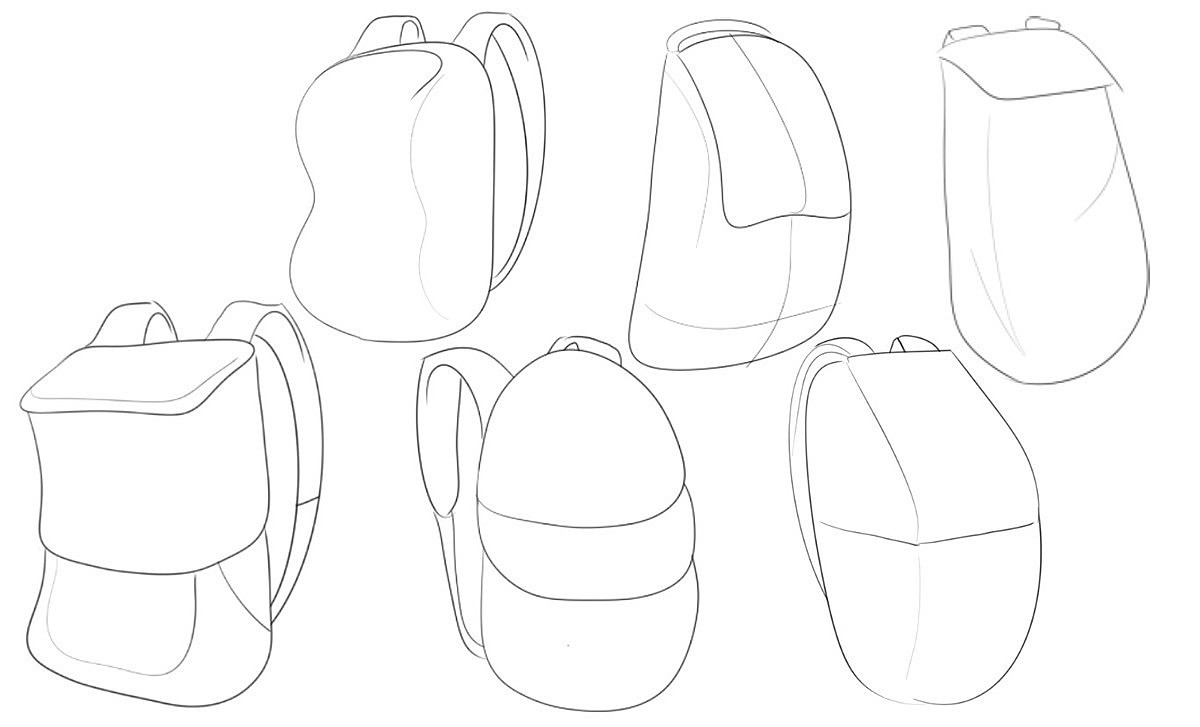 Shrinkable，Backpack design，practical，Hand drawn，Model，