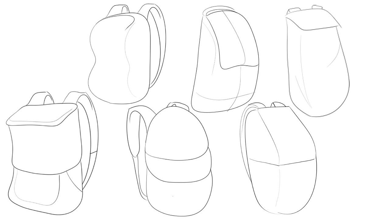 可收缩，背包设计，实用，手绘，模型，