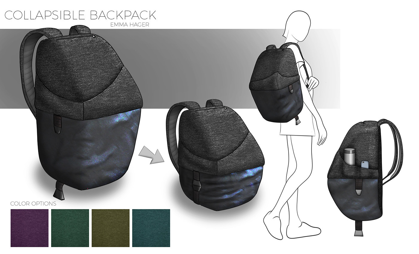 Shrinkable，Backpack design，practical，Hand drawn，Model，