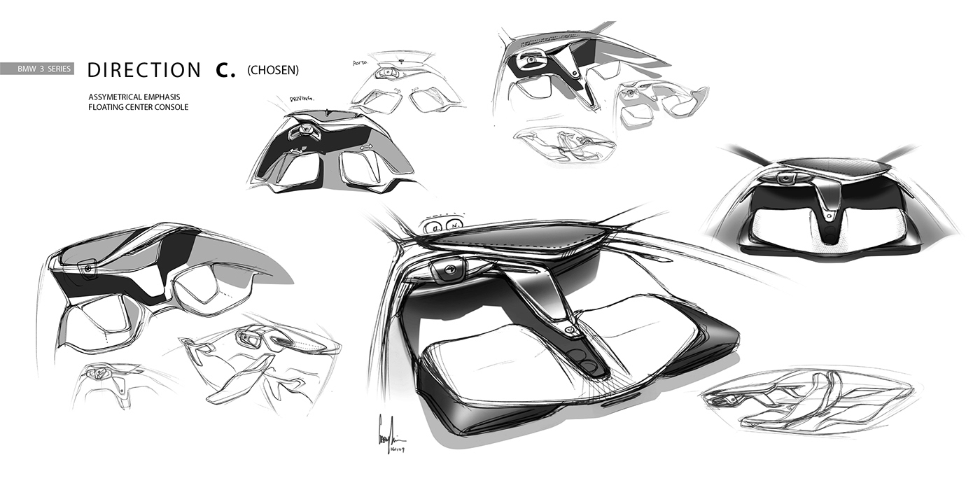 Automobile design，Automotive interior design，Concept car，bmw，bmw，Hand drawn，