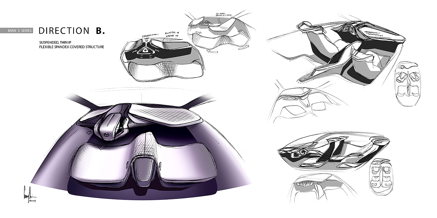 Automobile design，Automotive interior design，Concept car，bmw，bmw，Hand drawn，