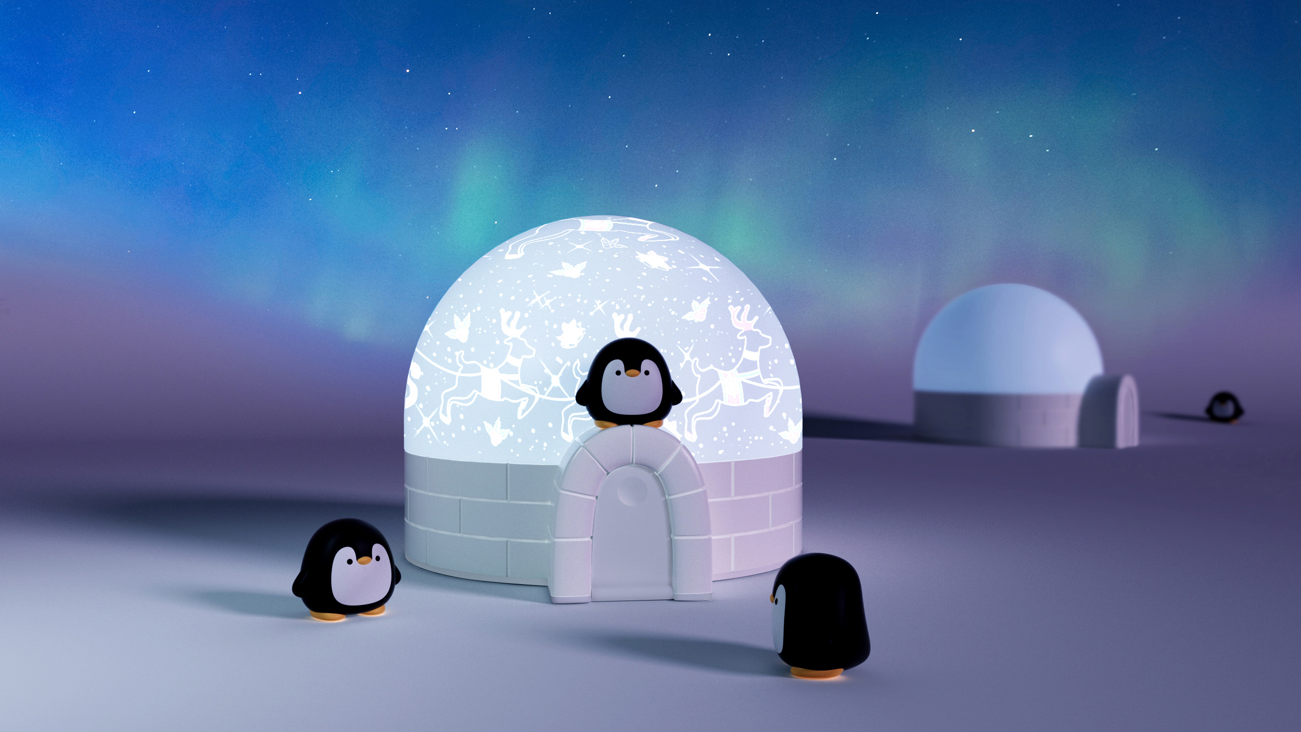 Polar bear，penguin，Snow house，Projection lamp，Night light，