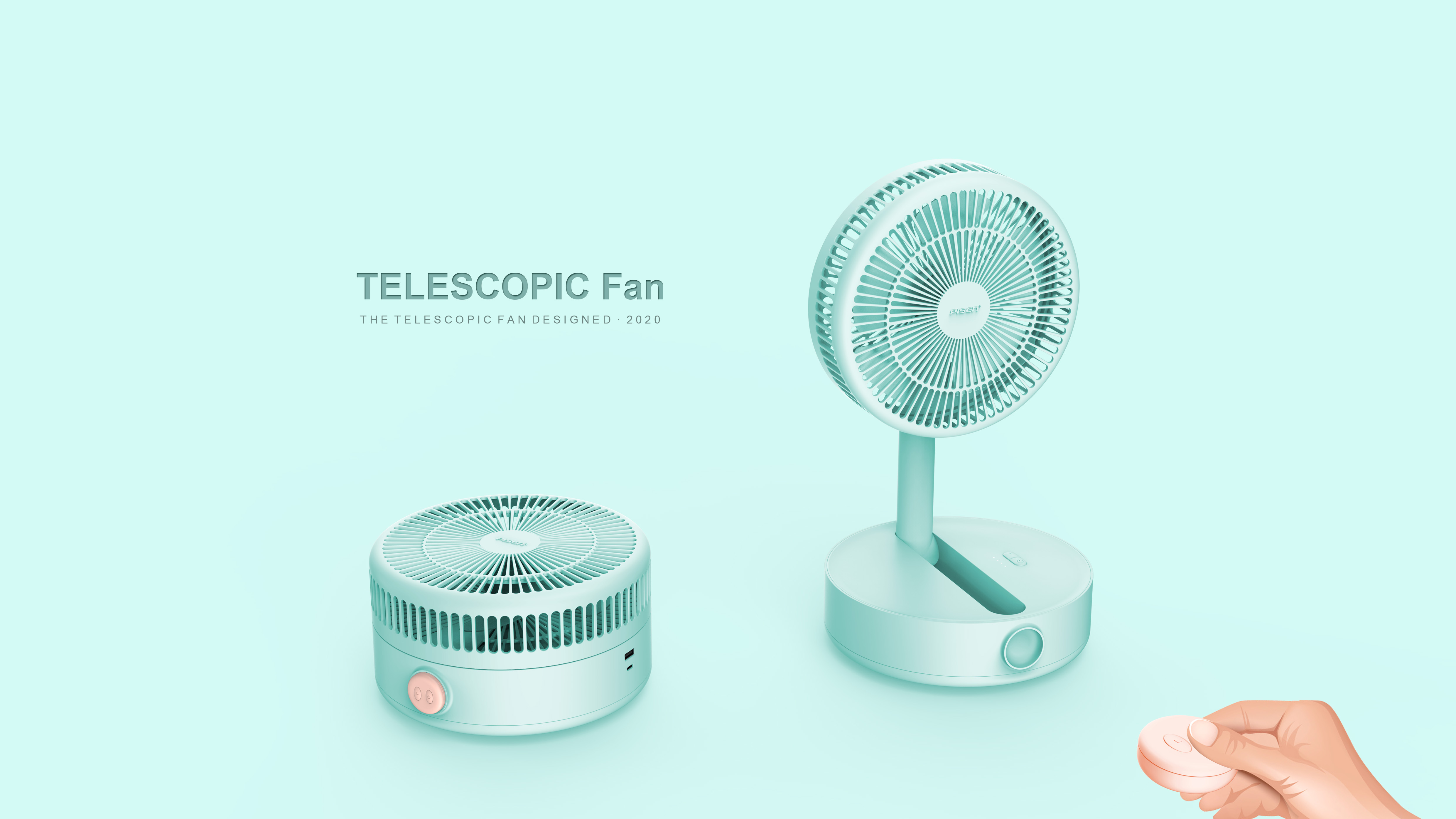 Telescopic fan，fold，Portable，like a breath of fresh air，Home，Little pig，