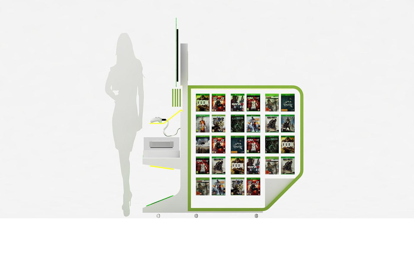 xbox，recreational machines，Trial machine，Display stand，conceptual design，