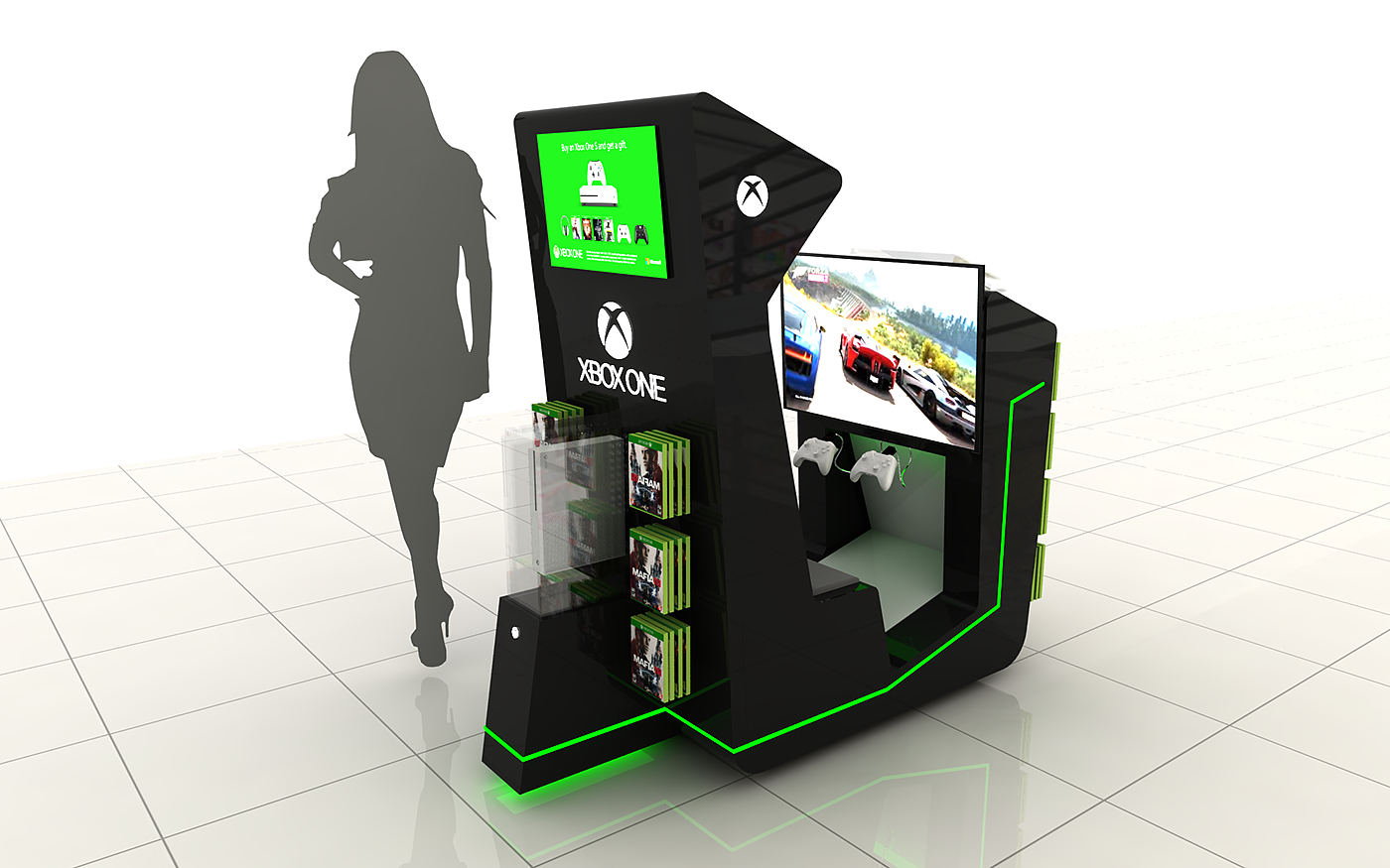 xbox，recreational machines，Trial machine，Display stand，conceptual design，