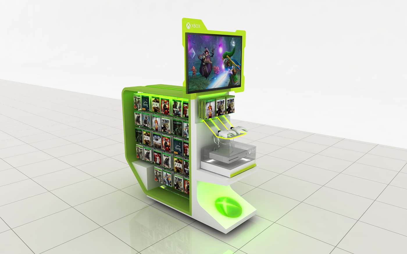 xbox，recreational machines，Trial machine，Display stand，conceptual design，