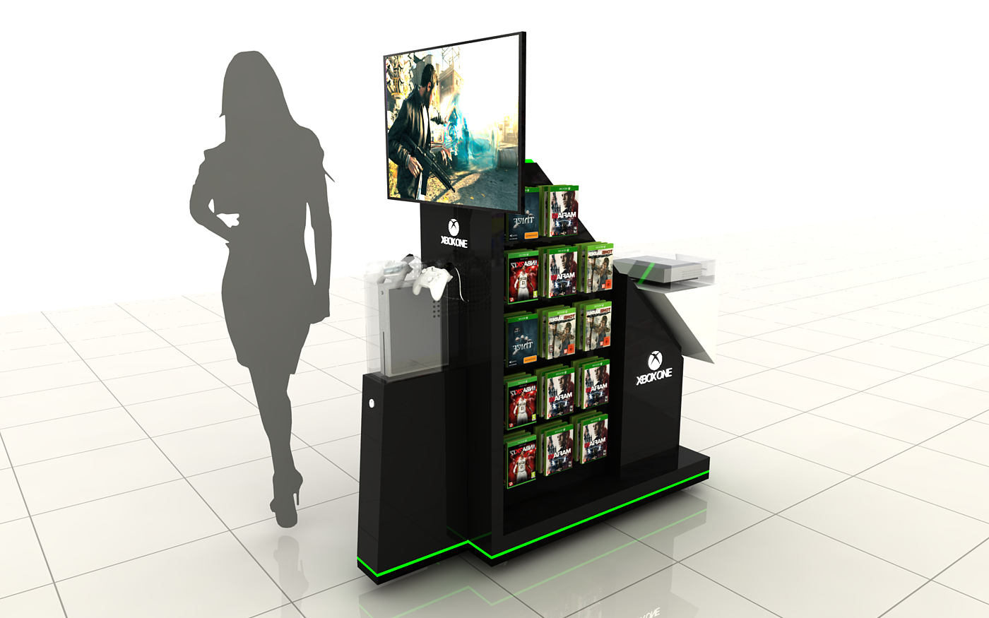 xbox，recreational machines，Trial machine，Display stand，conceptual design，