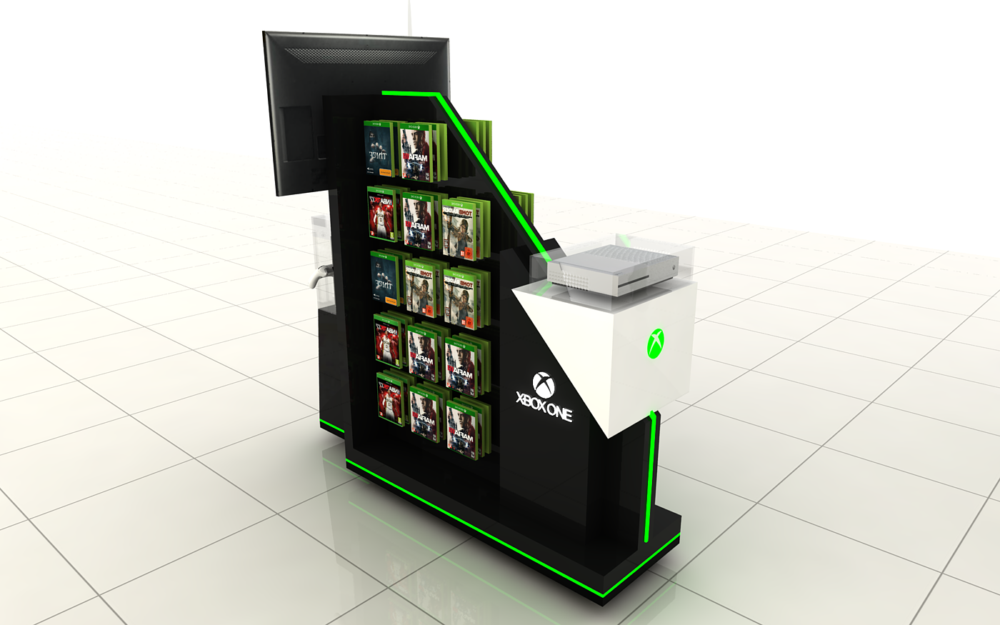 xbox，recreational machines，Trial machine，Display stand，conceptual design，