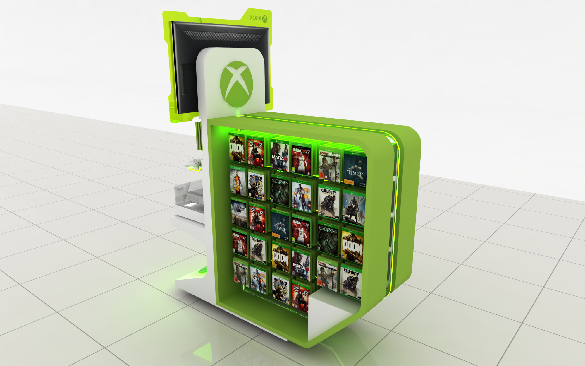 xbox，recreational machines，Trial machine，Display stand，conceptual design，