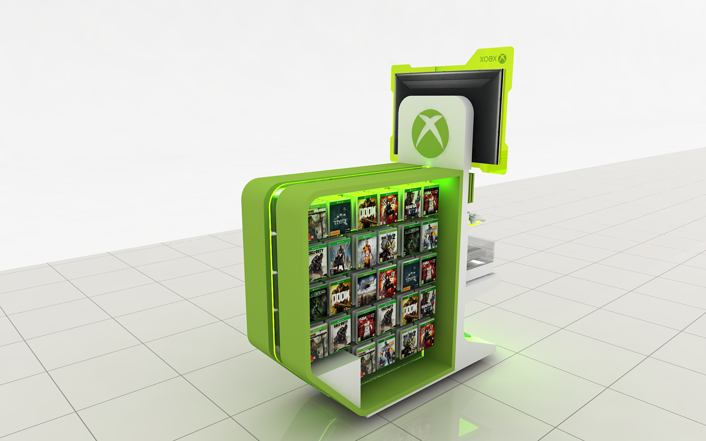 xbox，recreational machines，Trial machine，Display stand，conceptual design，