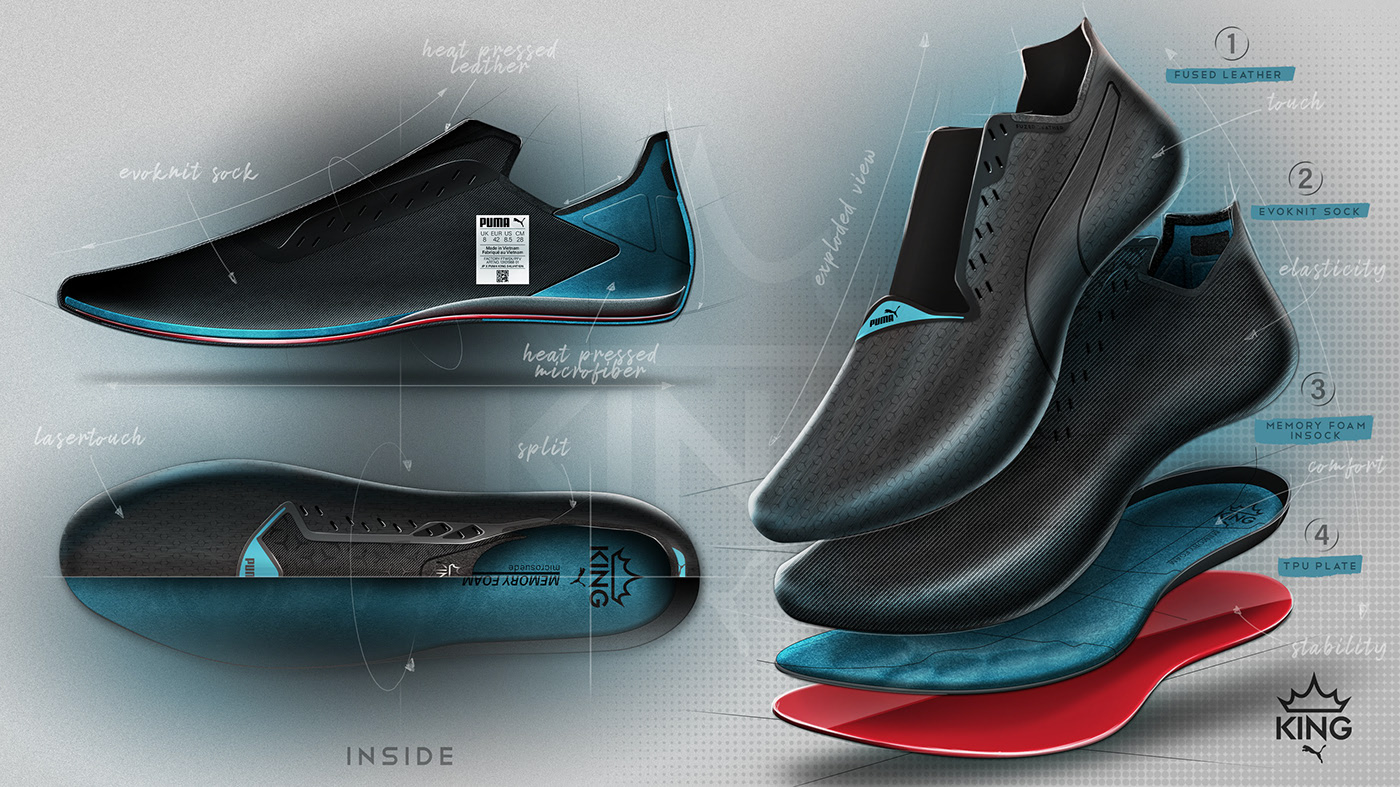 PUMA King，Dynamic fit，stability，Fusion leather，