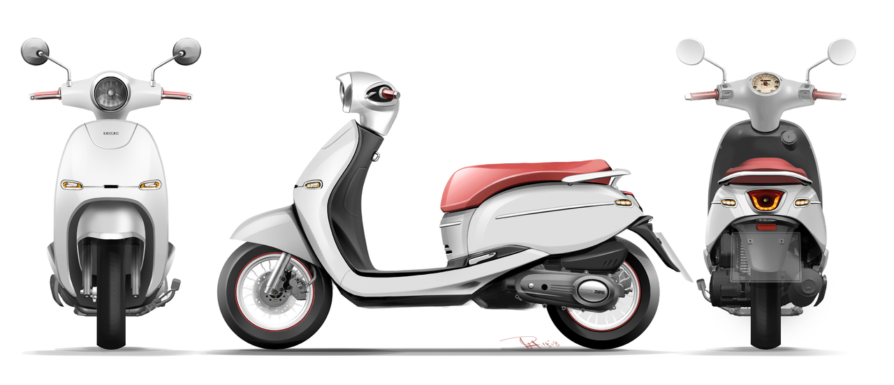 踏板摩托车设计 普象网