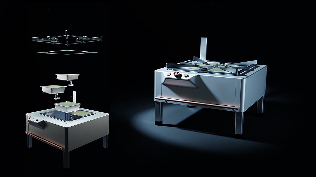 a kitchen stove，charcoal fire，commercial，