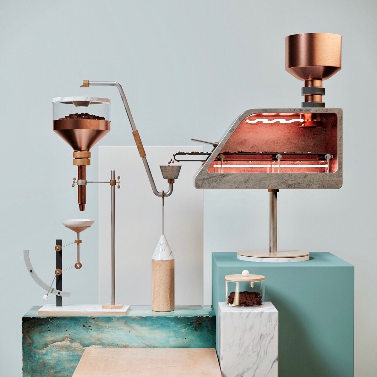 Coffee machine，pick，Grinding，Simplicity，concept，