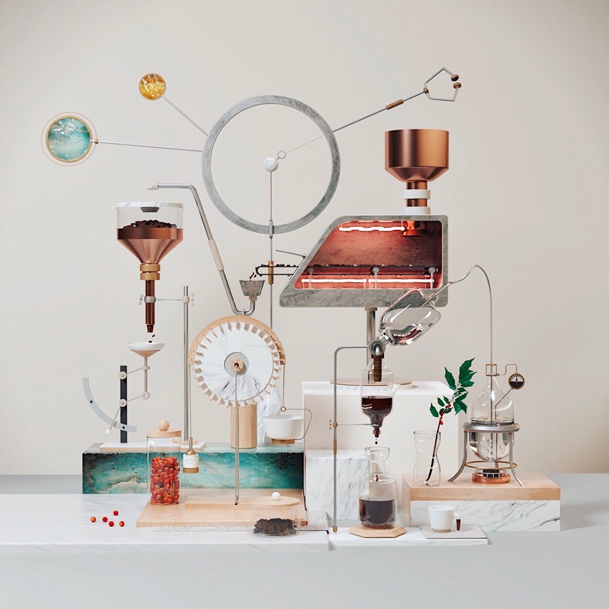 Coffee machine，pick，Grinding，Simplicity，concept，