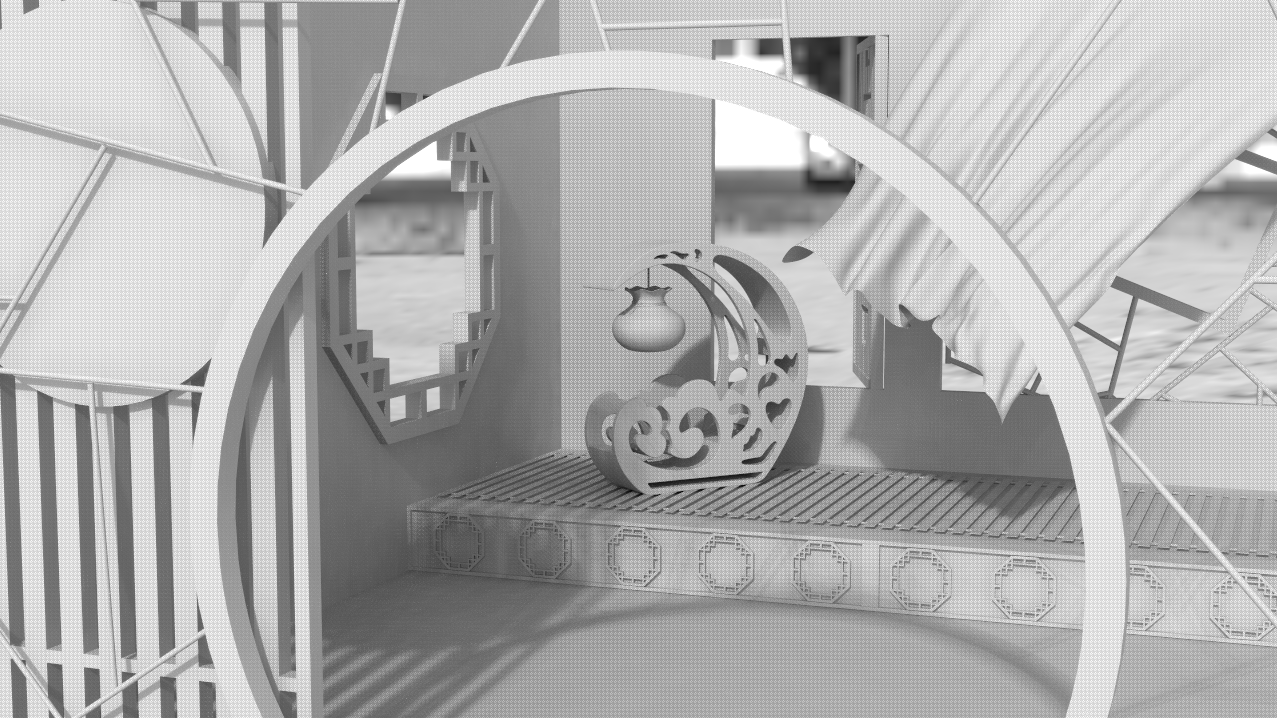 Desk lamp，Modeling and rendering，Ancient style，scene，