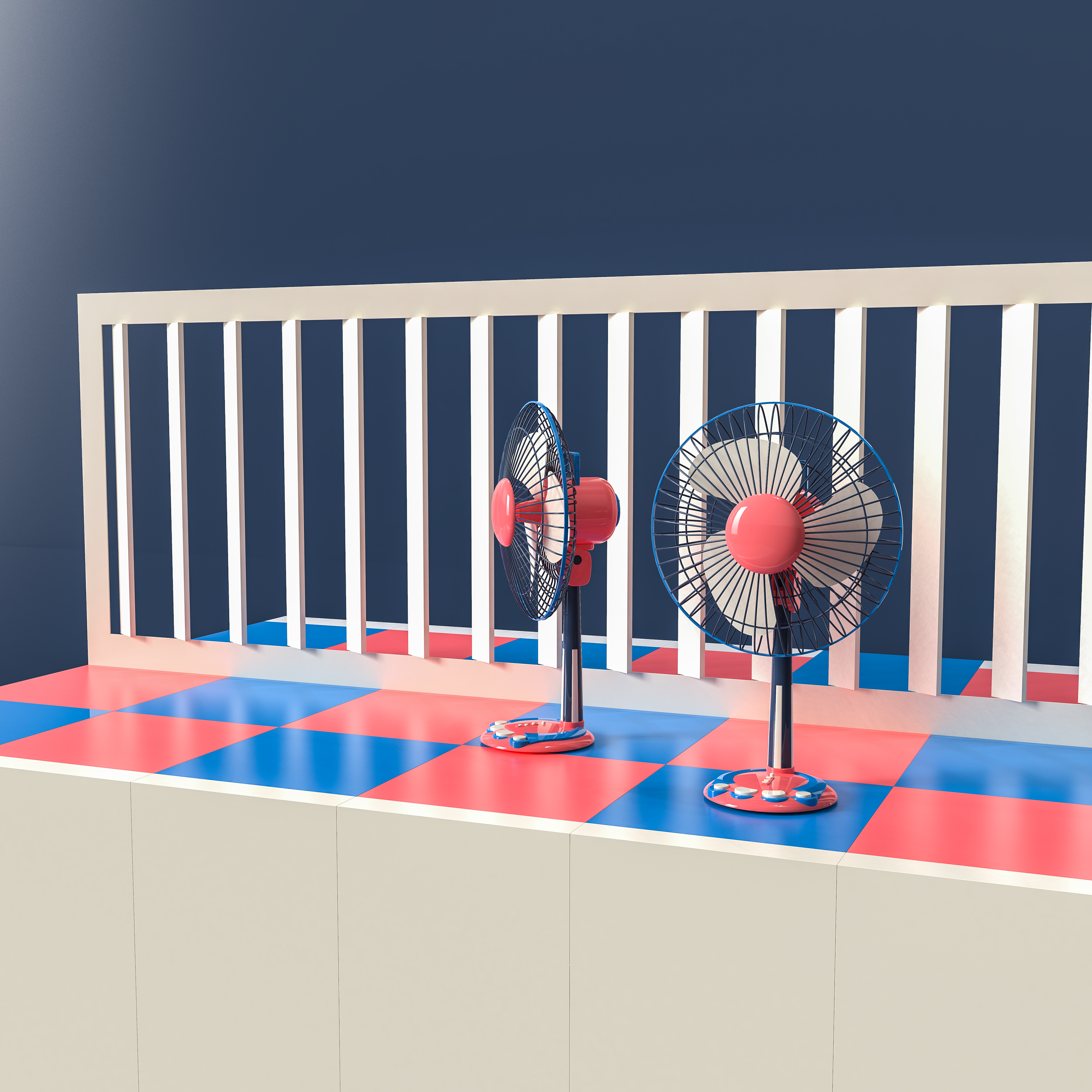 children，electric fan，Modeling and rendering，scene，