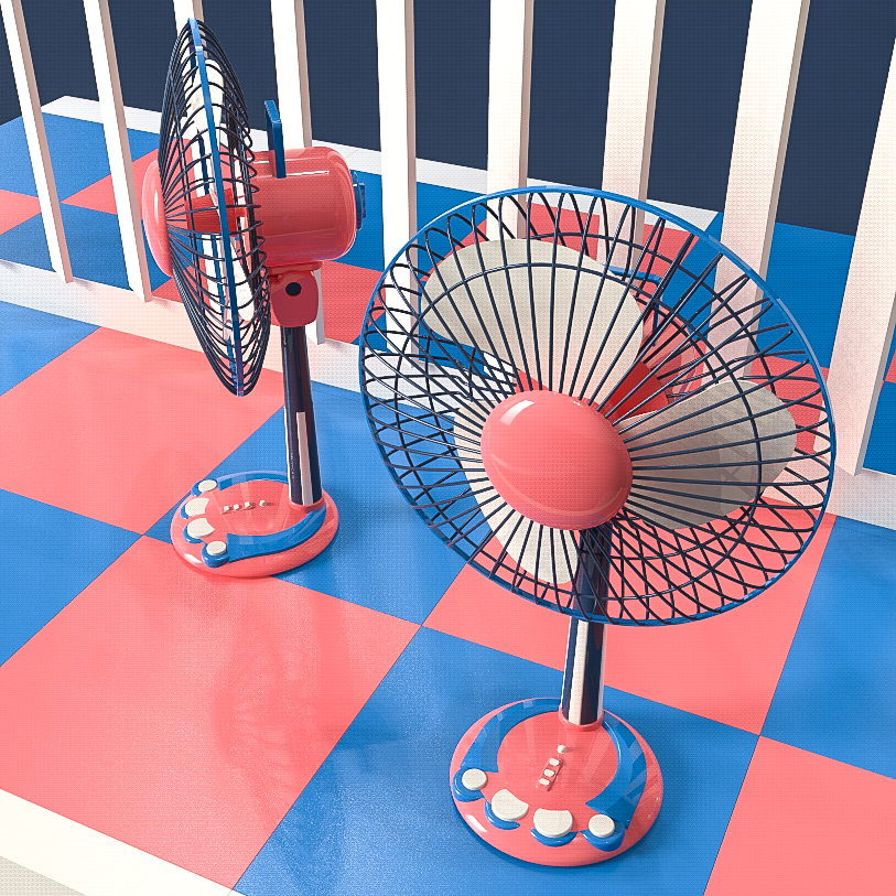 children，electric fan，Modeling and rendering，scene，