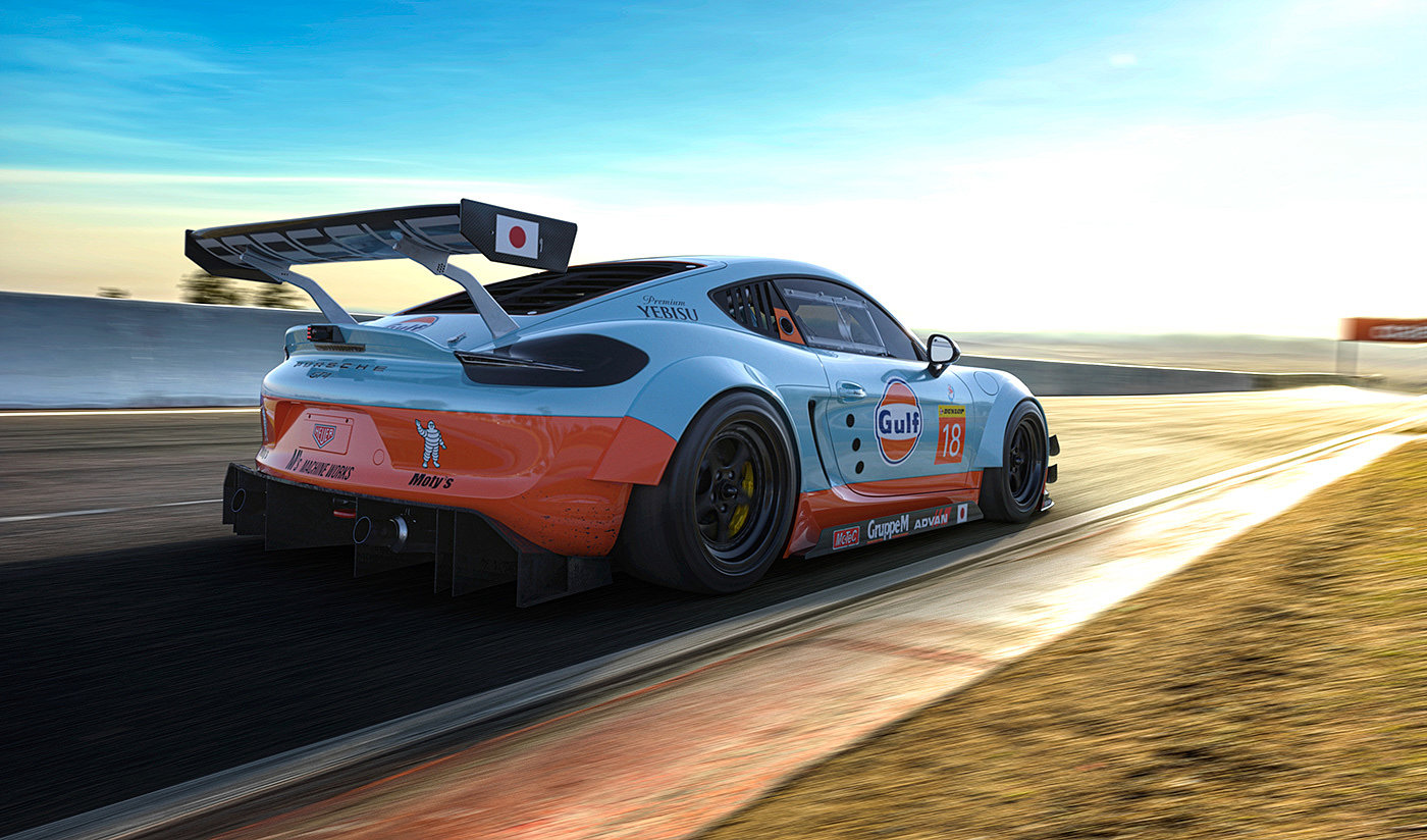 porsche，racing，green，