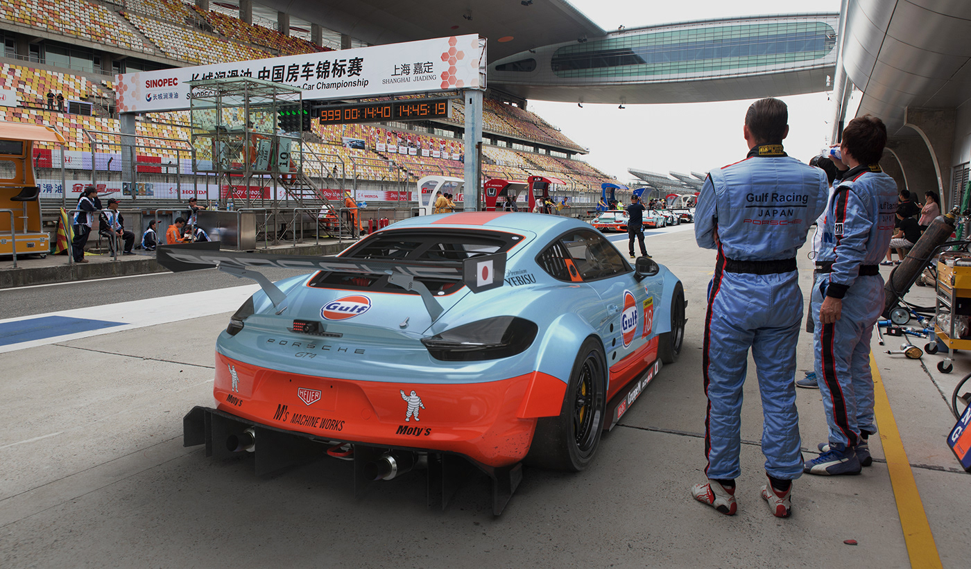 porsche，racing，green，