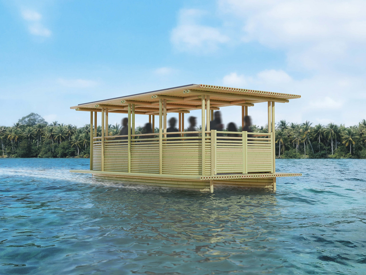 Pontoon Day，Sightseeing Boat，Bamboo，