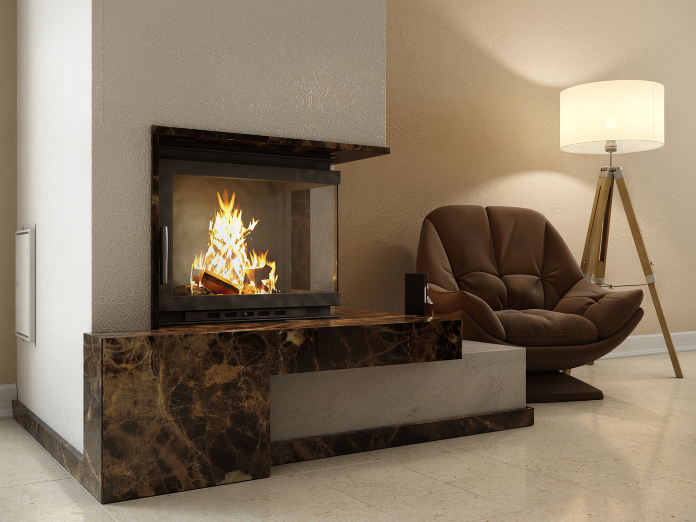 现代极简主义壁炉设计