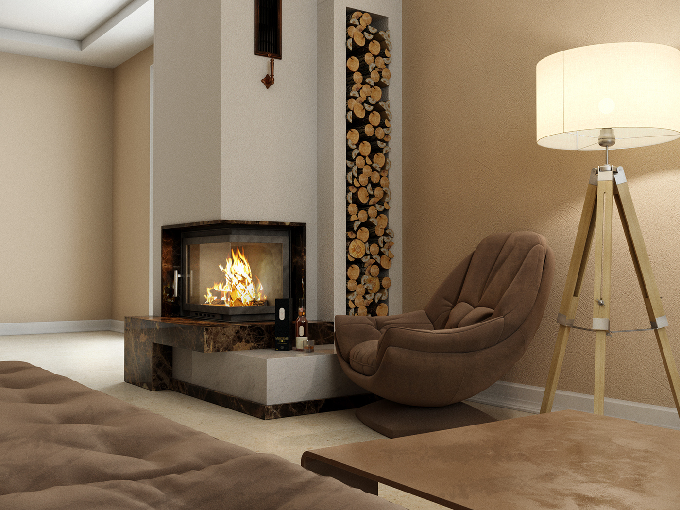 现代极简主义壁炉设计