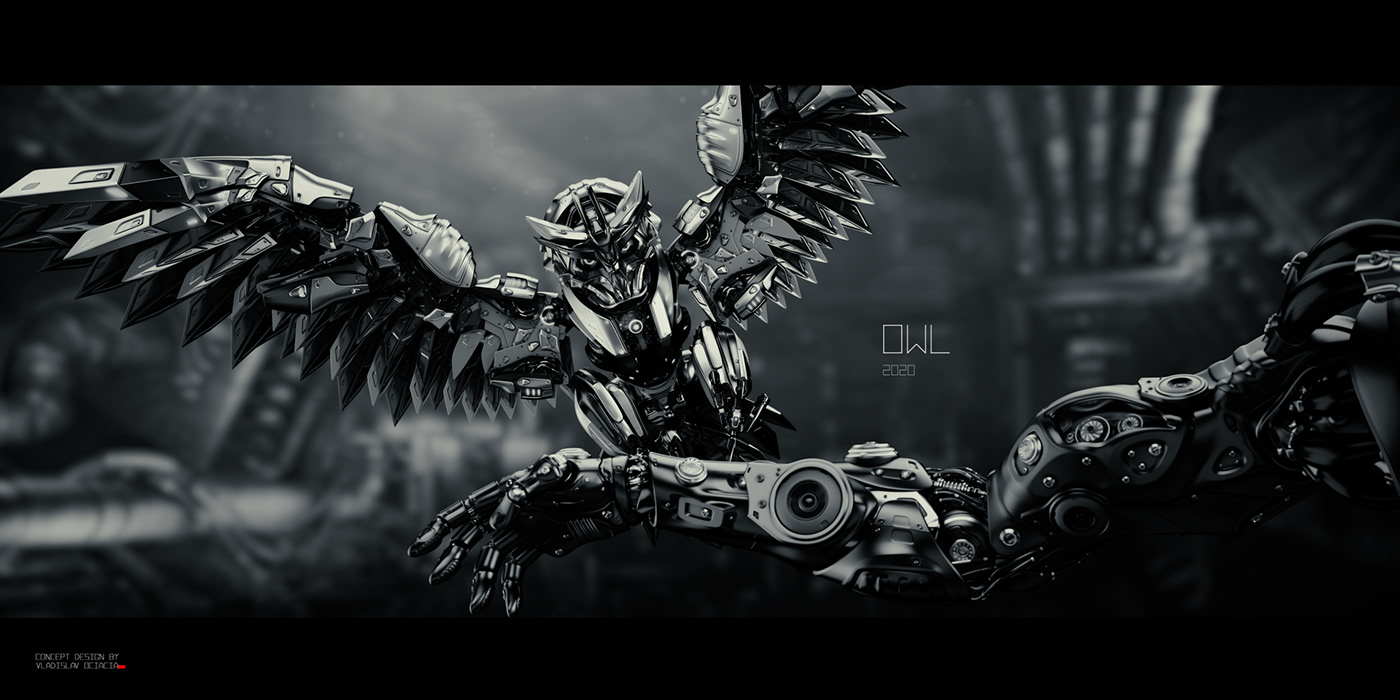 owl，steel，predator，science fiction，Arm，