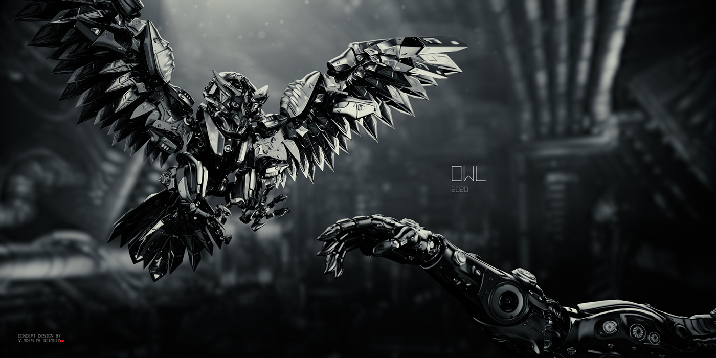 owl，steel，predator，science fiction，Arm，