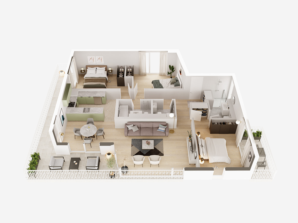 Edvin Skiesten，3D rendering，residence，