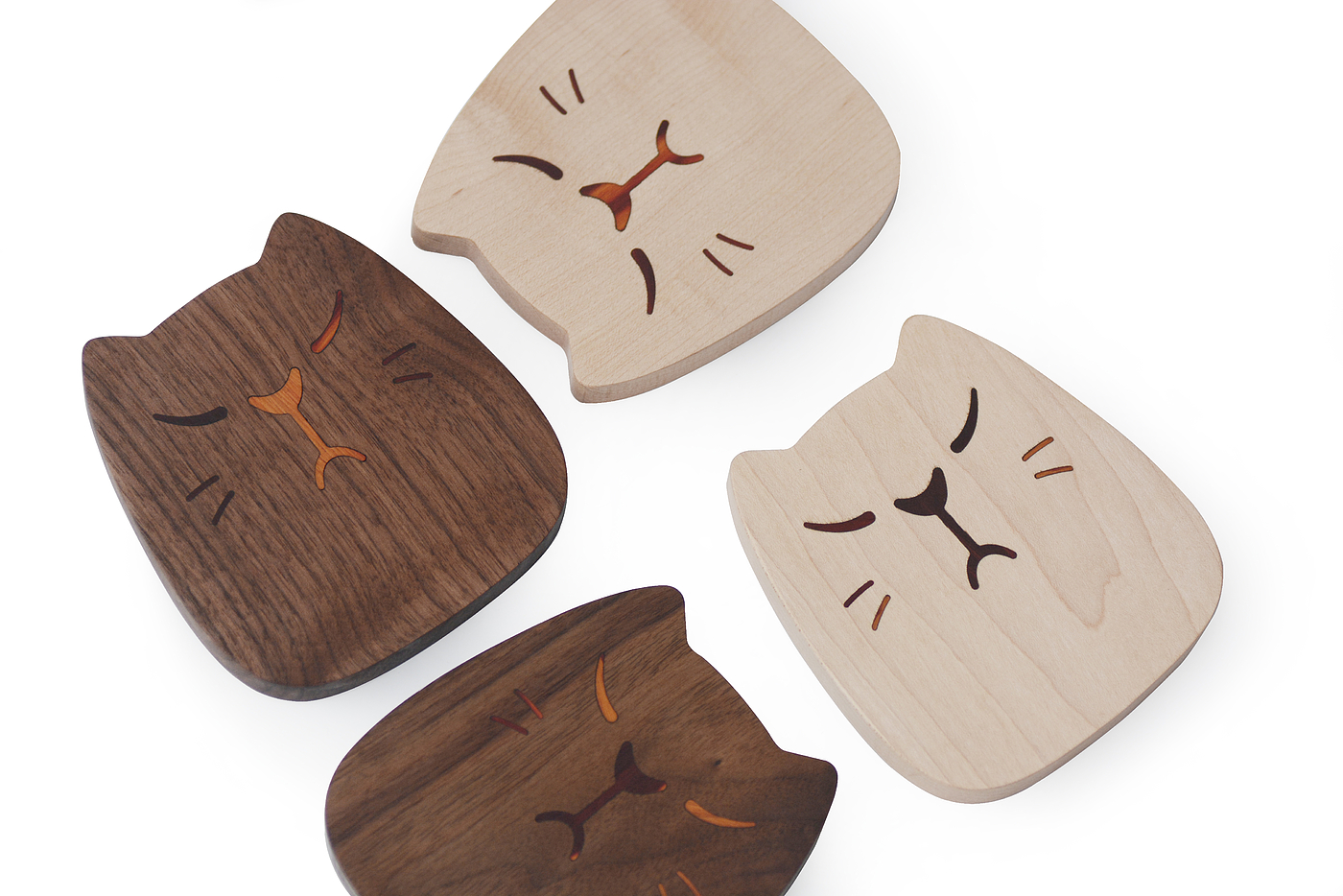 Quality life - Aojiao meow solid wood coaster，