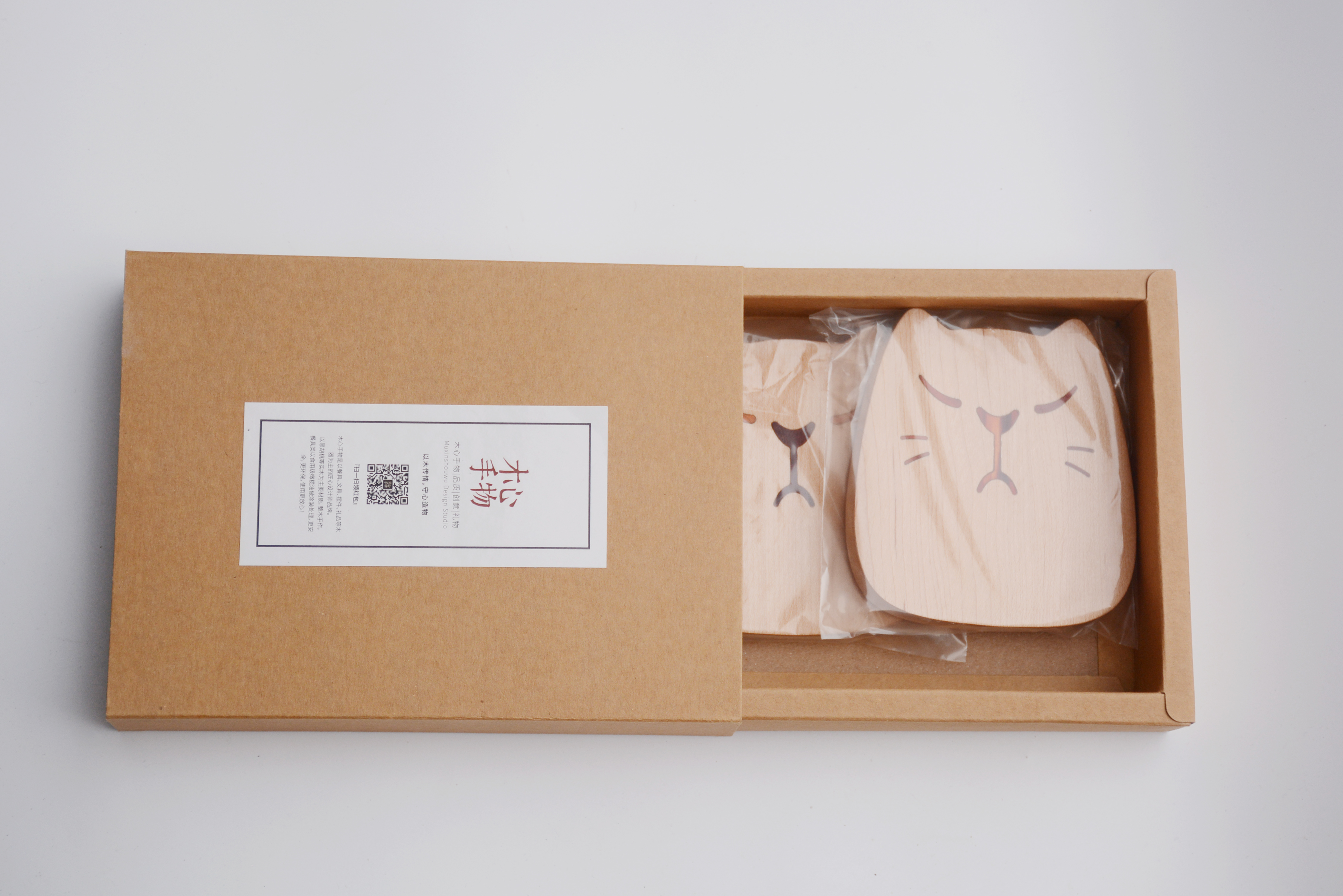 Quality life - Aojiao meow solid wood coaster，