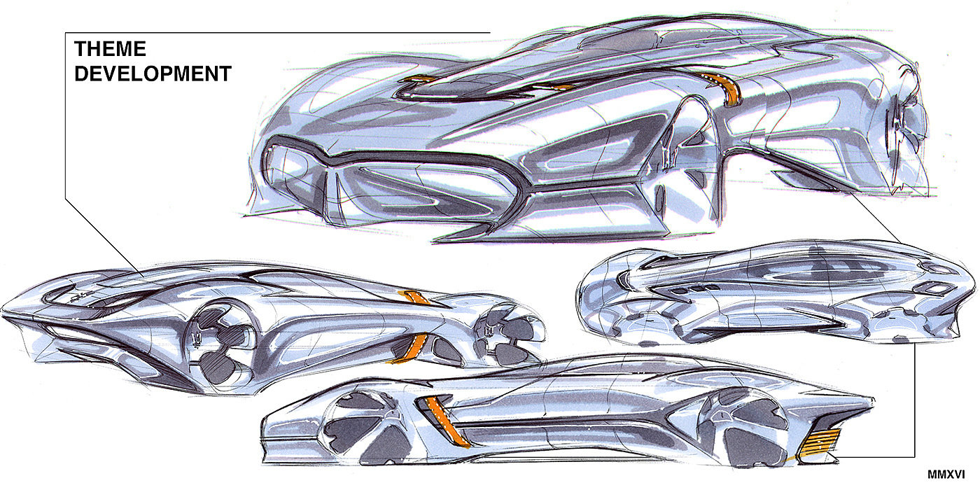 Maserati，Hand drawn，Automobile design，Brainstorm，model design ，Structural design，