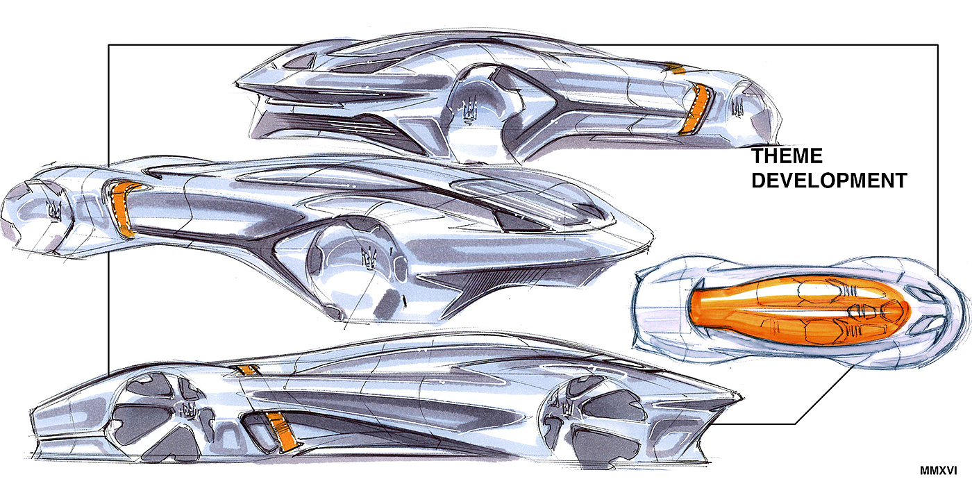 Maserati，Hand drawn，Automobile design，Brainstorm，model design ，Structural design，