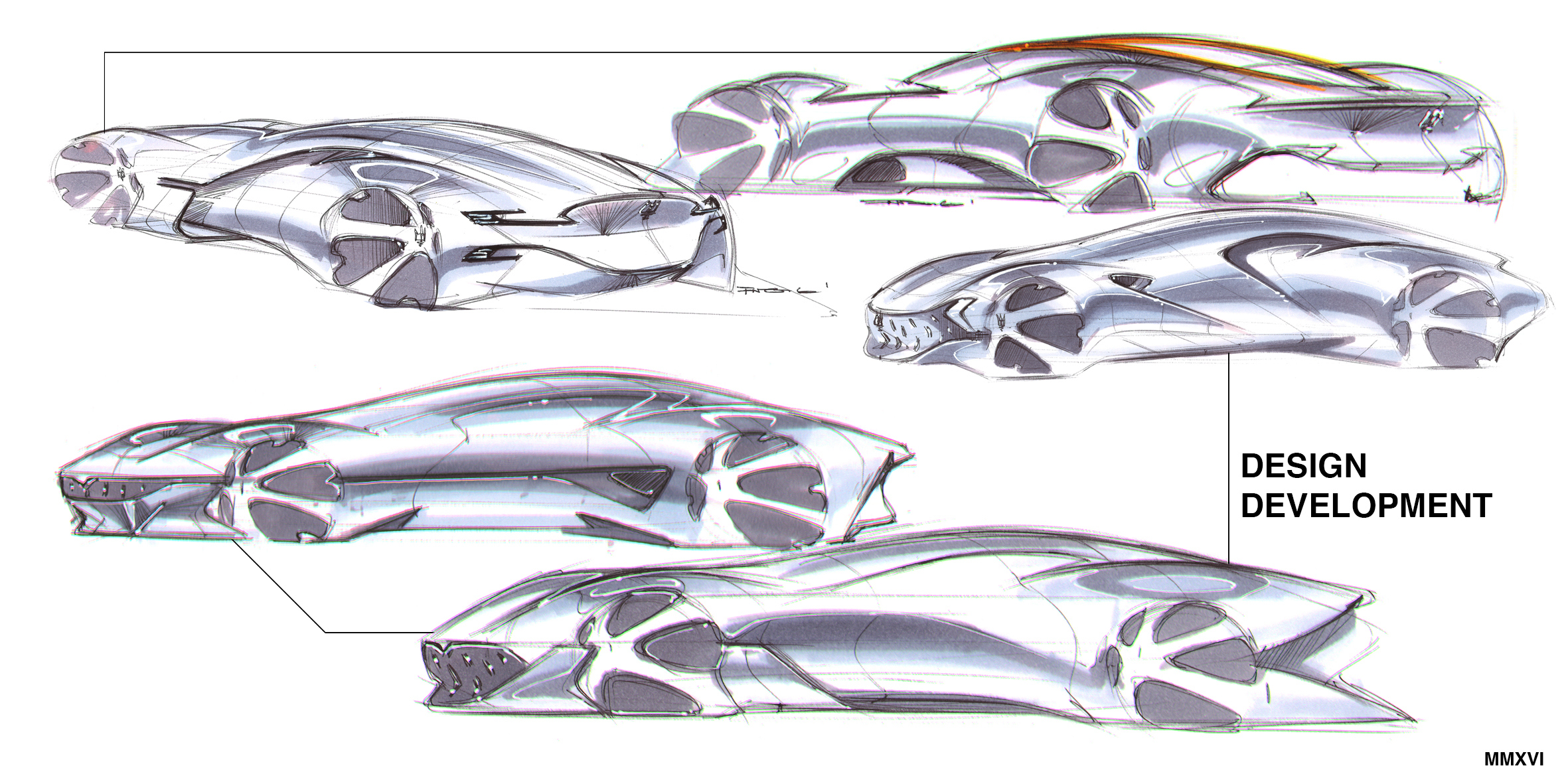 Maserati，Hand drawn，Automobile design，Brainstorm，model design ，Structural design，