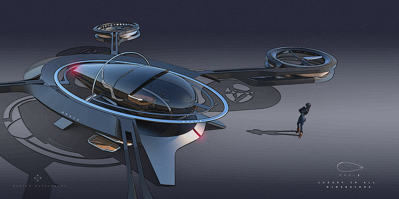 opule，Cool，future，conceptual design，Motor airship，