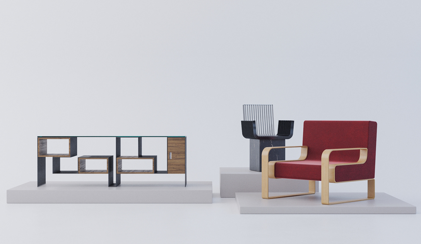 furniture，Table，chair，modelling，
