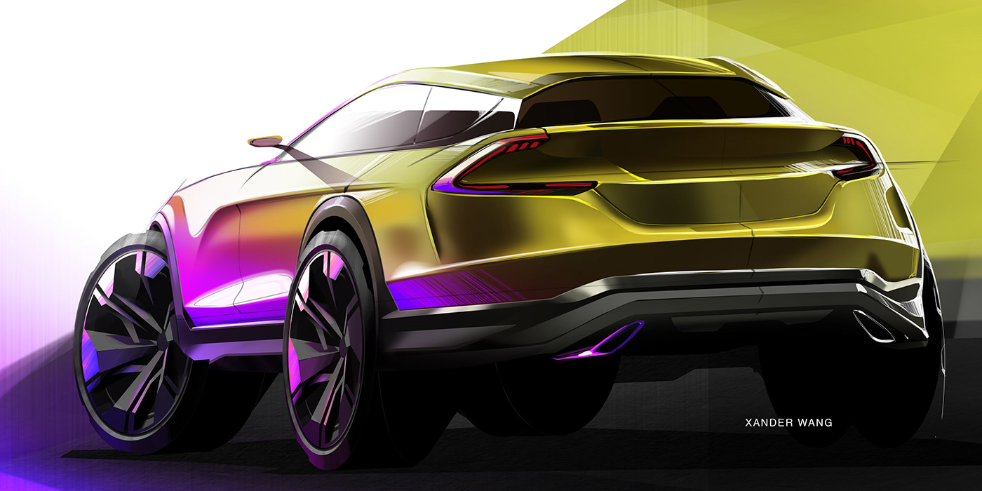 Hand drawn car，industrial design，vehicle，Sketch design，